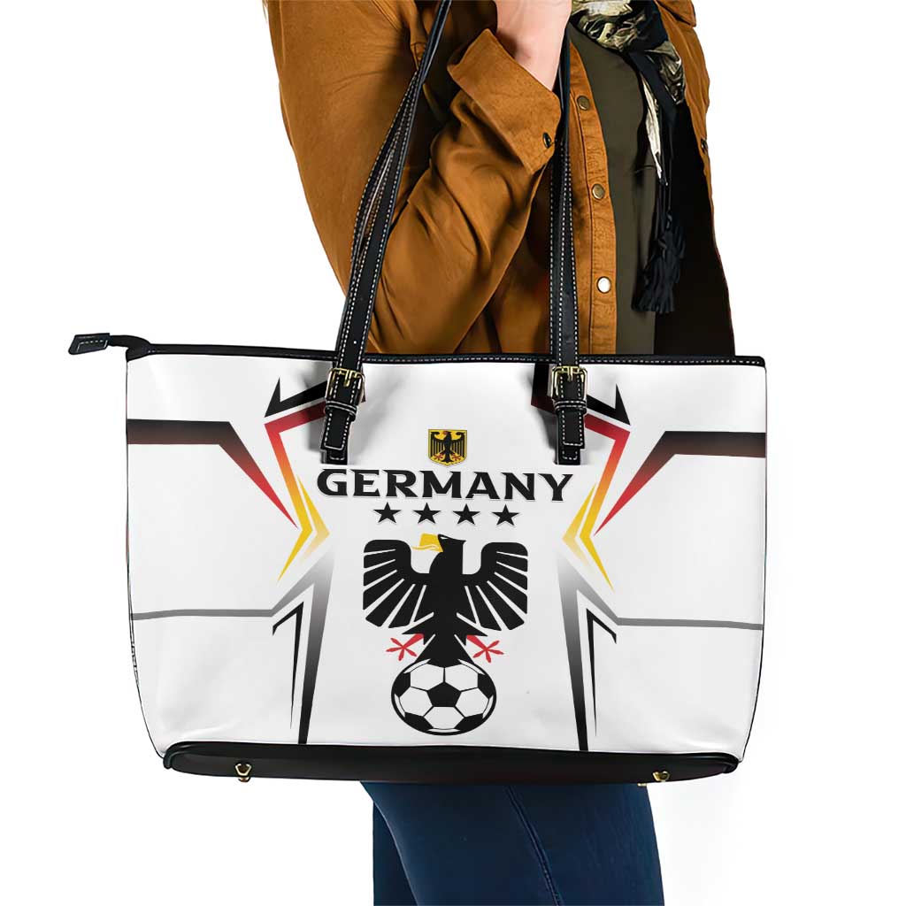 Germany 2024 Football Leather Tote Bag Go Champions Nationalelf White Version LT05