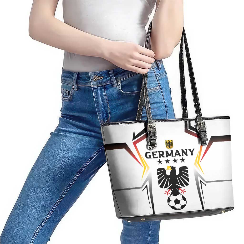 Germany 2024 Football Leather Tote Bag Go Champions Nationalelf White Version LT05