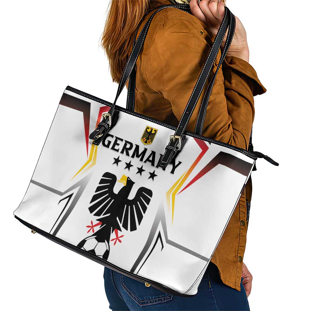 Germany 2024 Football Leather Tote Bag Go Champions Nationalelf White Version LT05