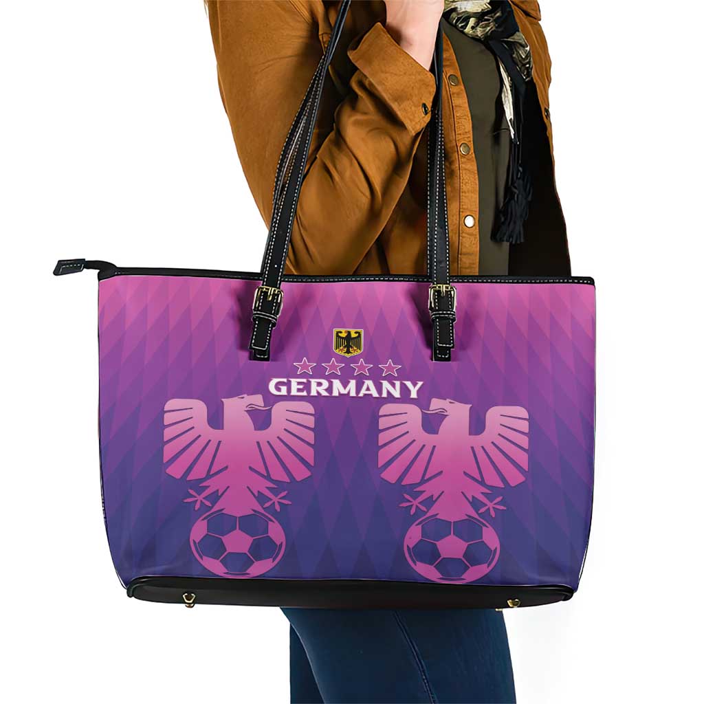 Germany 2024 Football Leather Tote Bag Go Champions Nationalelf Pink Version LT05