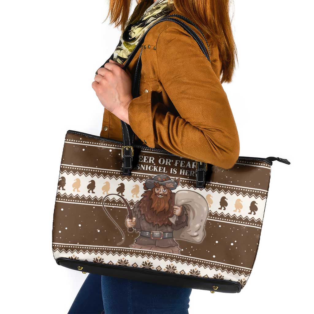 Funny Christmas Belsnickel Leather Tote Bag Impish Or Admirable LT05