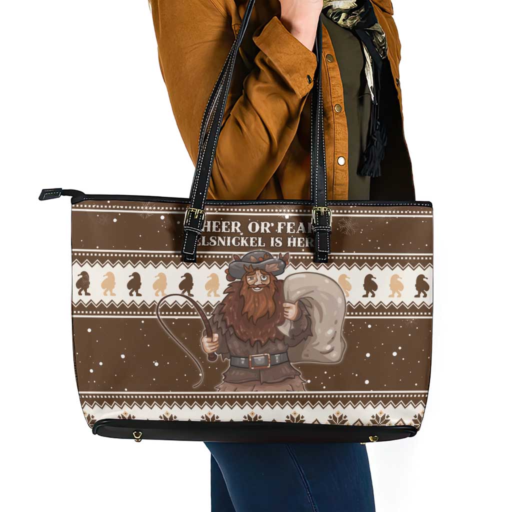 Funny Christmas Belsnickel Leather Tote Bag Impish Or Admirable LT05