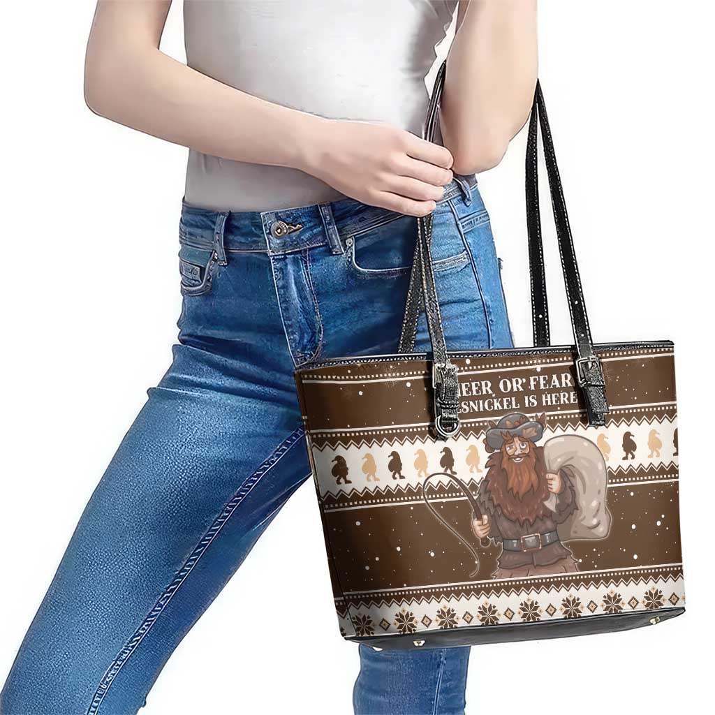 Funny Christmas Belsnickel Leather Tote Bag Impish Or Admirable LT05