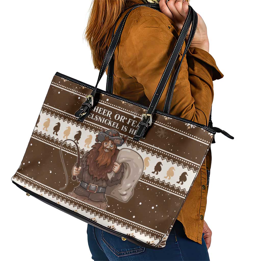Funny Christmas Belsnickel Leather Tote Bag Impish Or Admirable LT05