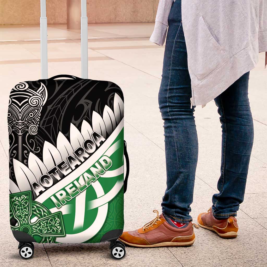 New Zealand And Ireland Rugby Luggage Cover Silver Fern With Celtic Cross LT05