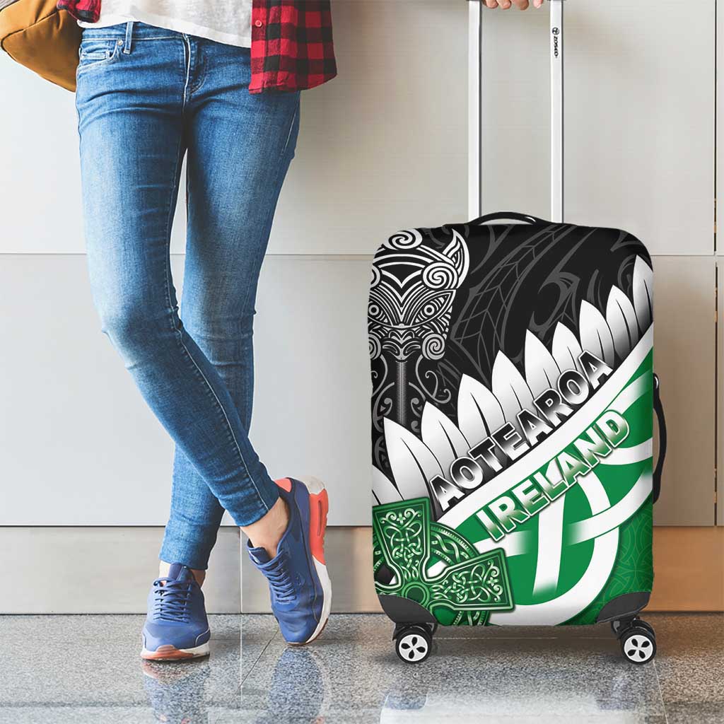 New Zealand And Ireland Rugby Luggage Cover Silver Fern With Celtic Cross LT05
