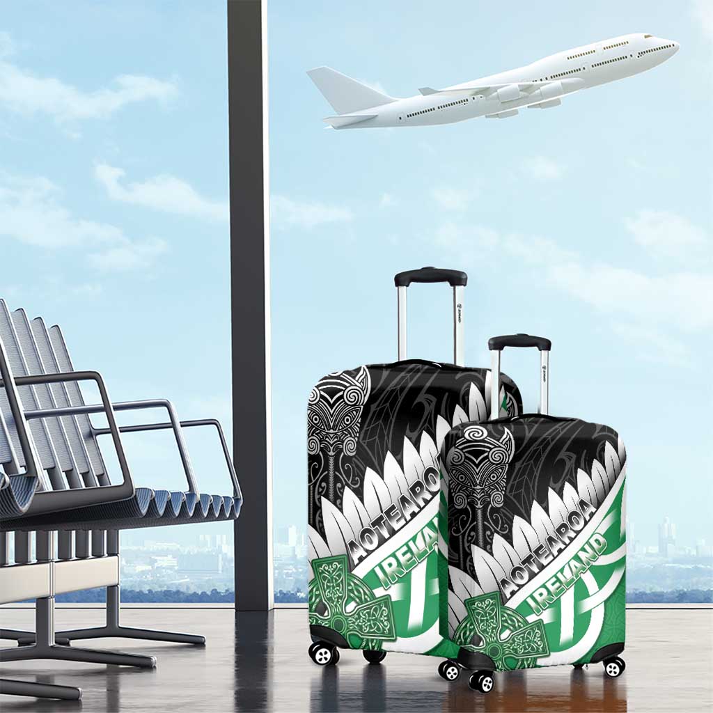New Zealand And Ireland Rugby Luggage Cover Silver Fern With Celtic Cross LT05