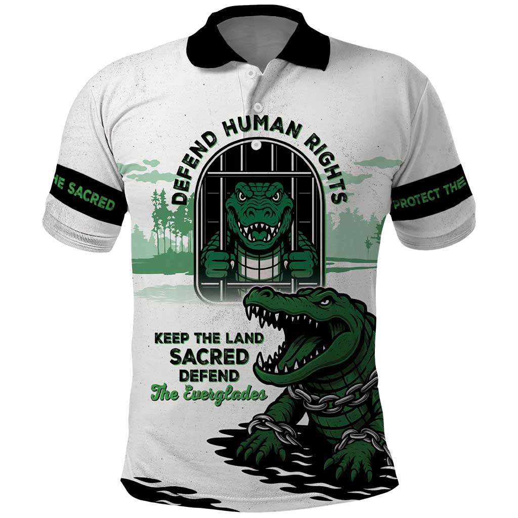Alligator Alcatraz Defend Human Rights Polo Shirt Defend The Everglades LT05