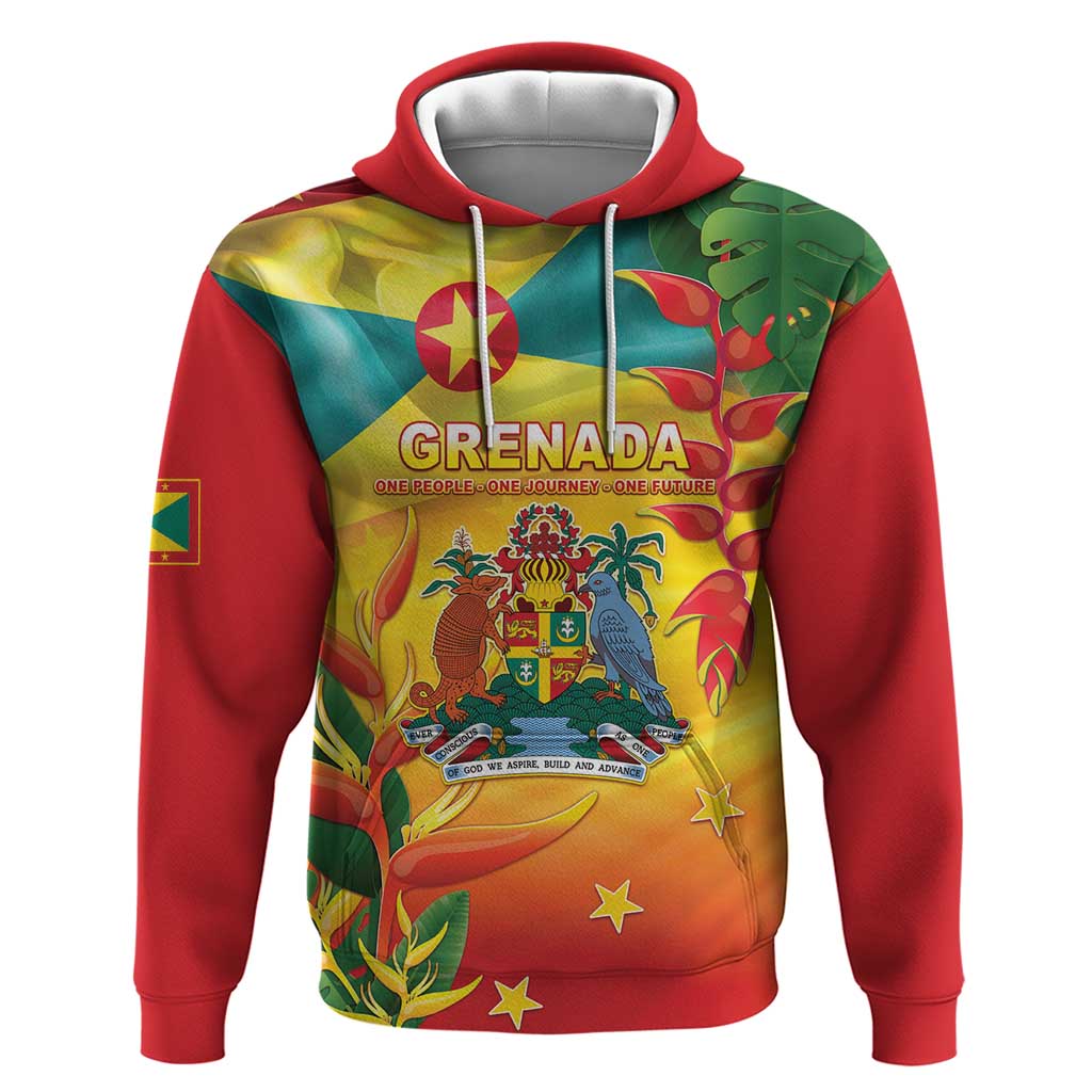 Grenada Hoodie Gwenad Flag With Heliconia Lobster Claws LT05