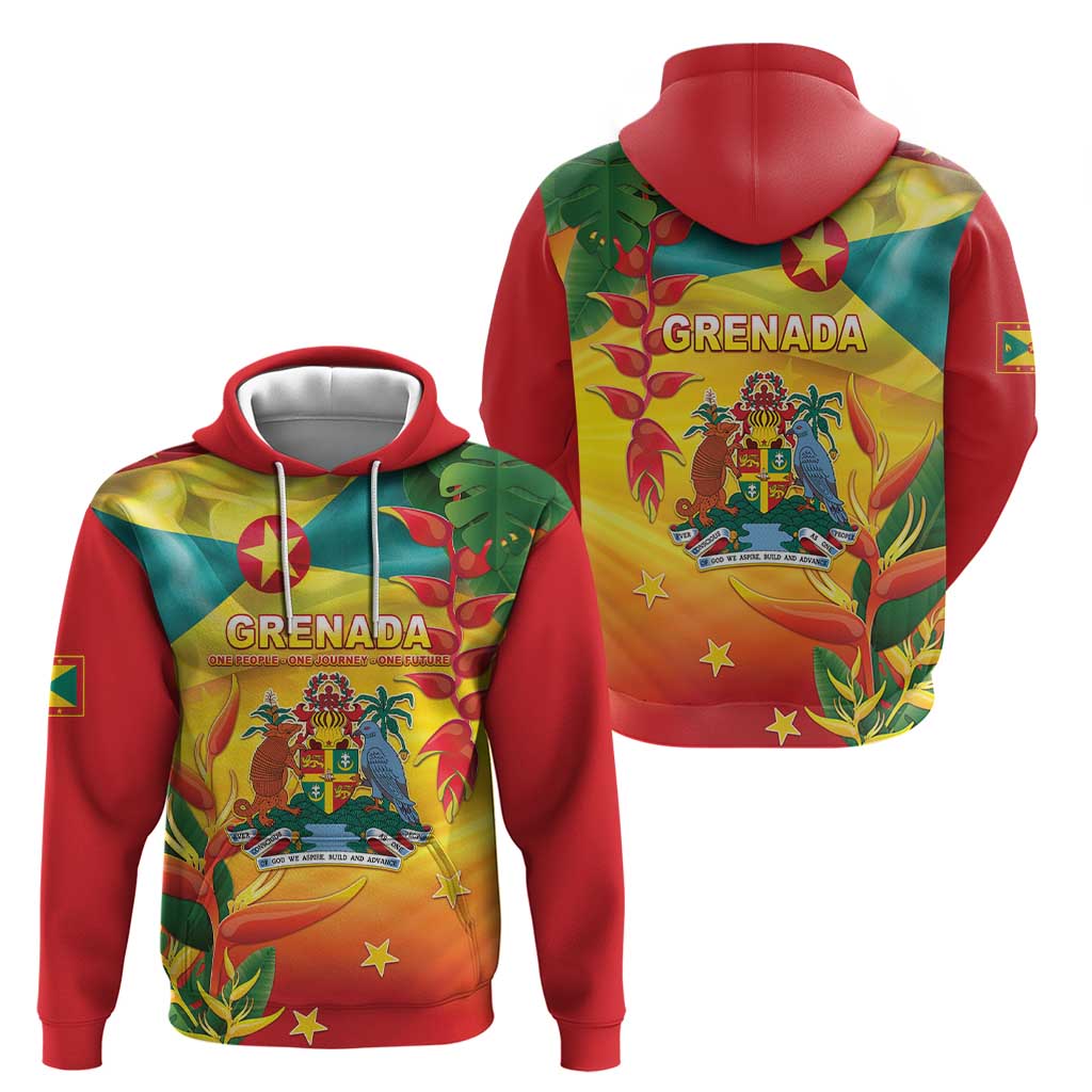 Grenada Hoodie Gwenad Flag With Heliconia Lobster Claws LT05