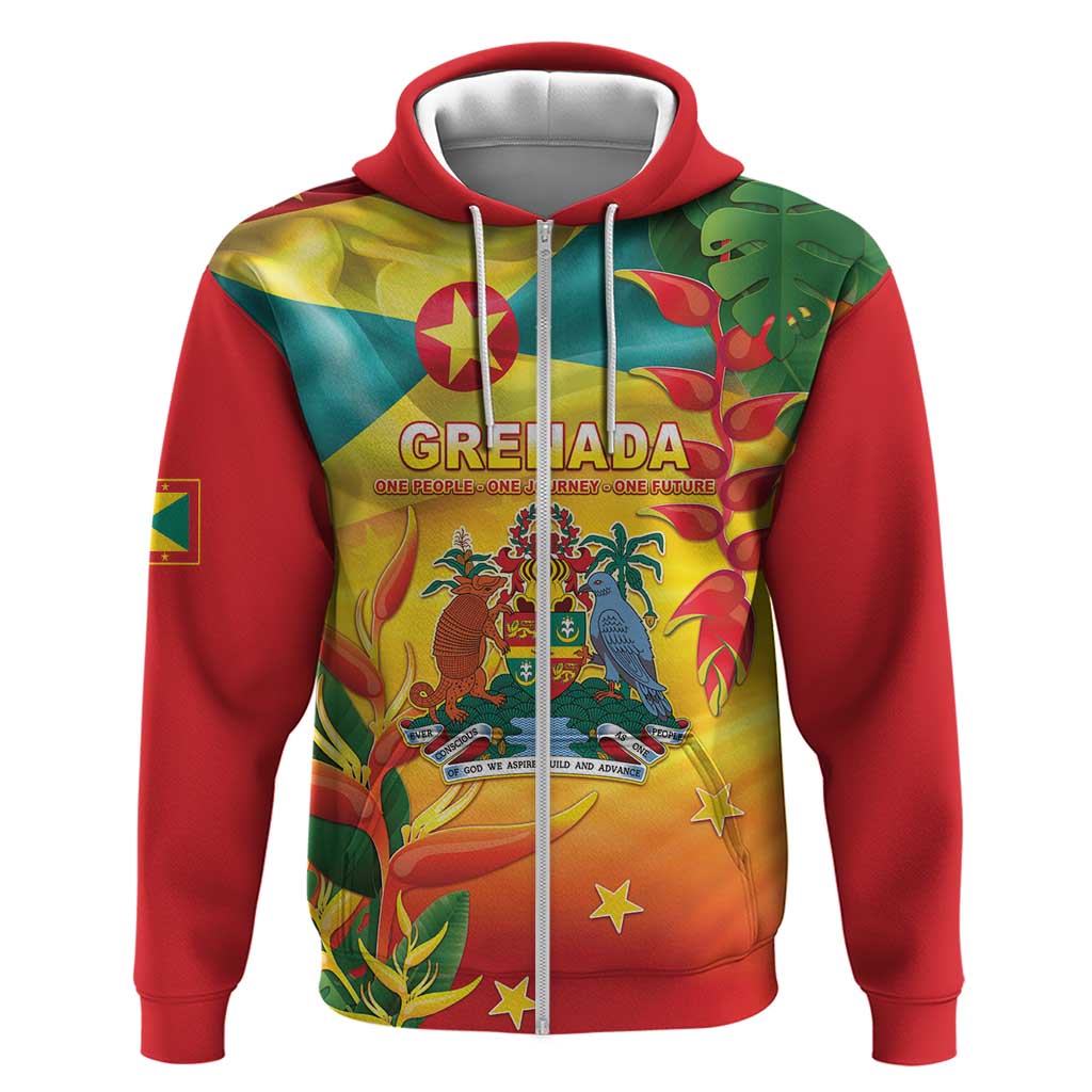 Grenada Hoodie Gwenad Flag With Heliconia Lobster Claws LT05