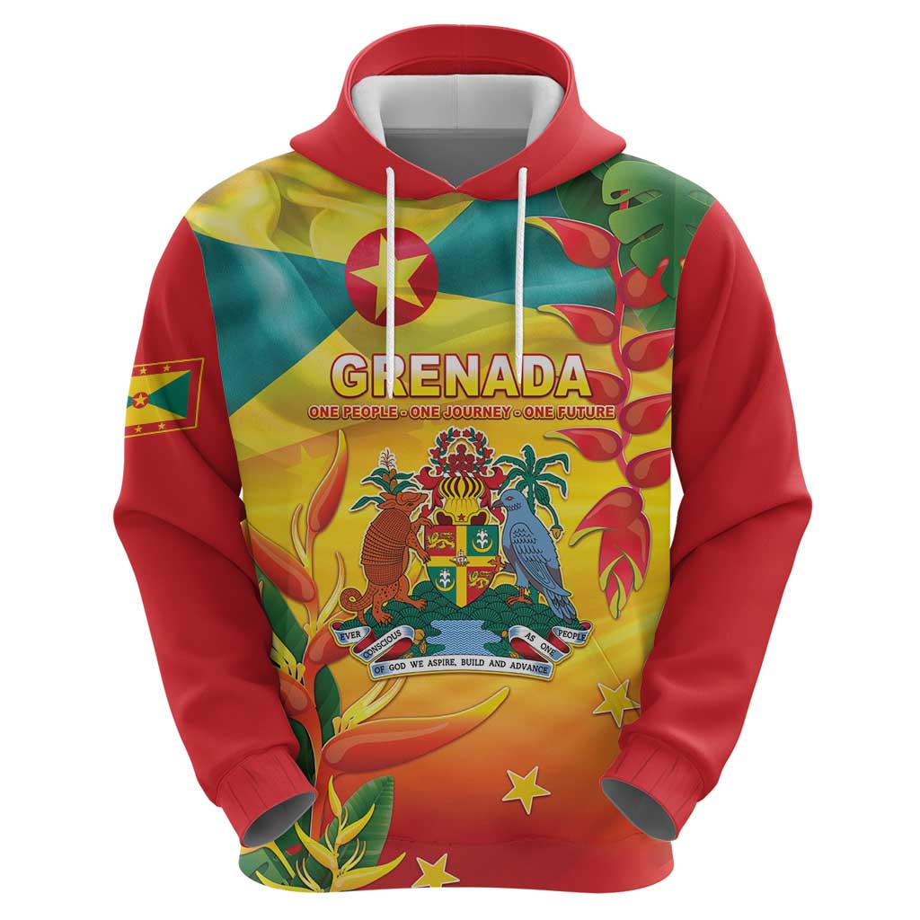 Grenada Hoodie Gwenad Flag With Heliconia Lobster Claws LT05