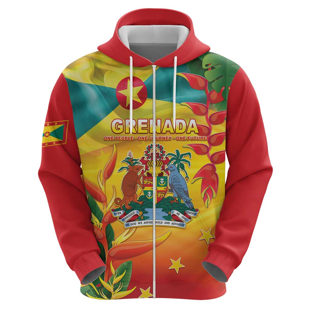 Grenada Hoodie Gwenad Flag With Heliconia Lobster Claws LT05