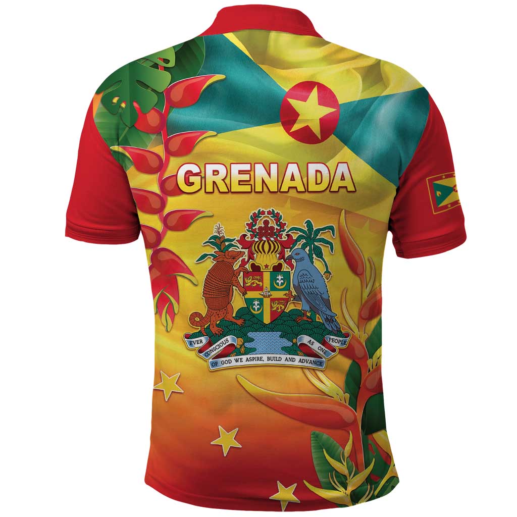 Grenada Polo Shirt Gwenad Flag With Heliconia Lobster Claws LT05