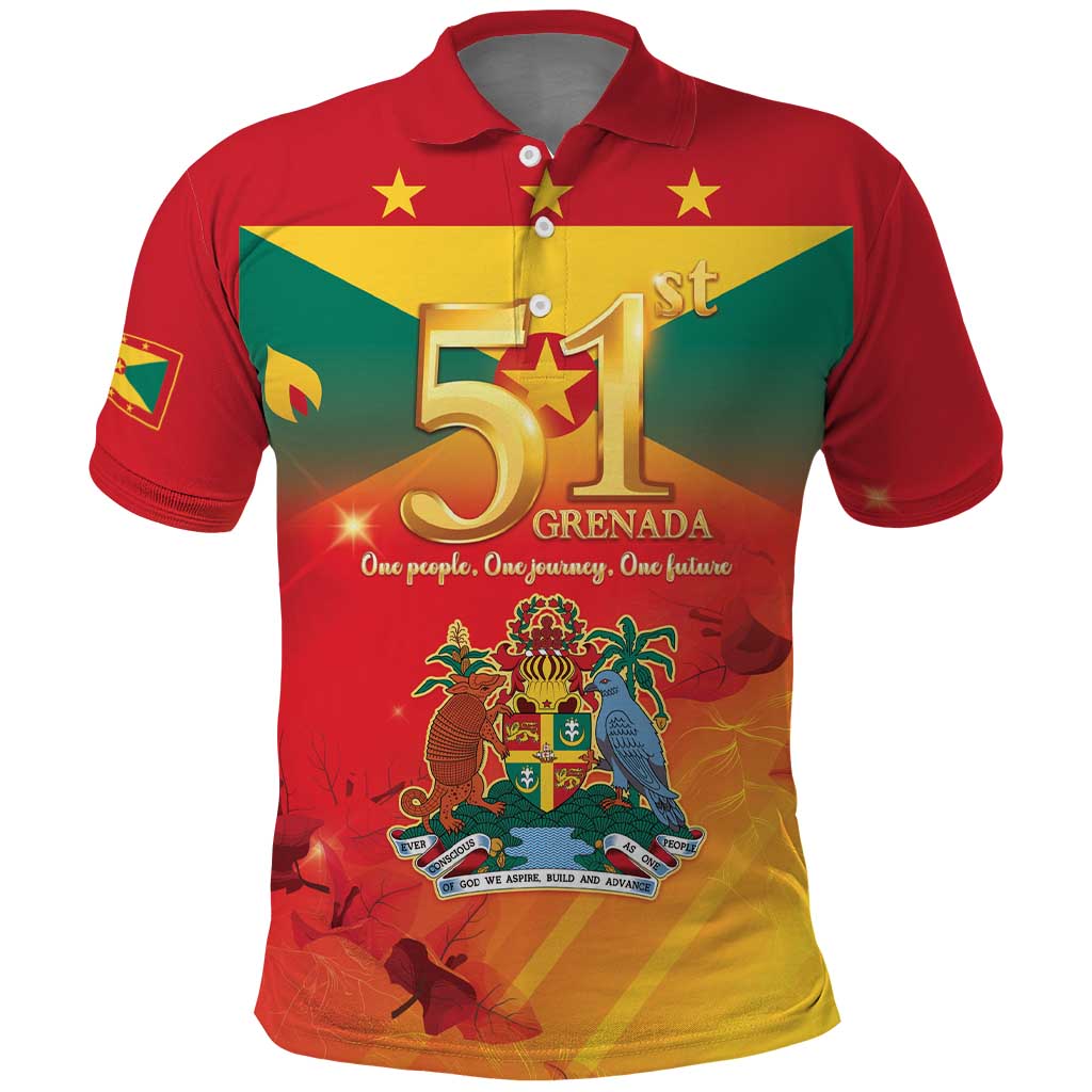 Happy 51st Independence Day Grenada Polo Shirt One People One Journey One Future LT05
