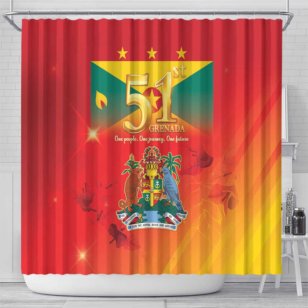Happy 51st Independence Day Grenada Shower Curtain One People One Journey One Future LT05