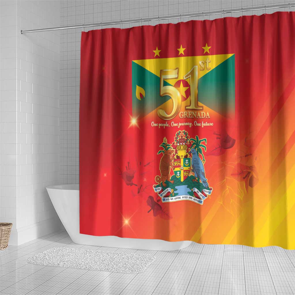 Happy 51st Independence Day Grenada Shower Curtain One People One Journey One Future LT05