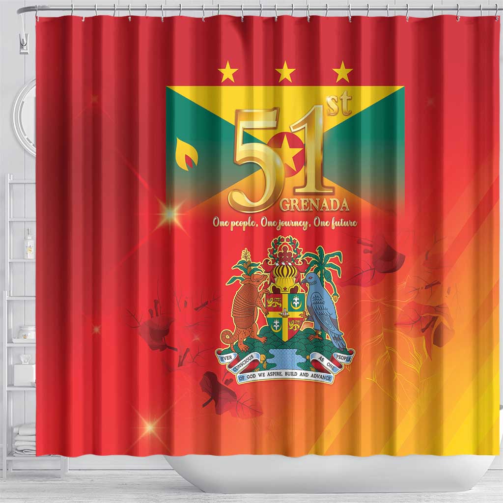 Happy 51st Independence Day Grenada Shower Curtain One People One Journey One Future LT05