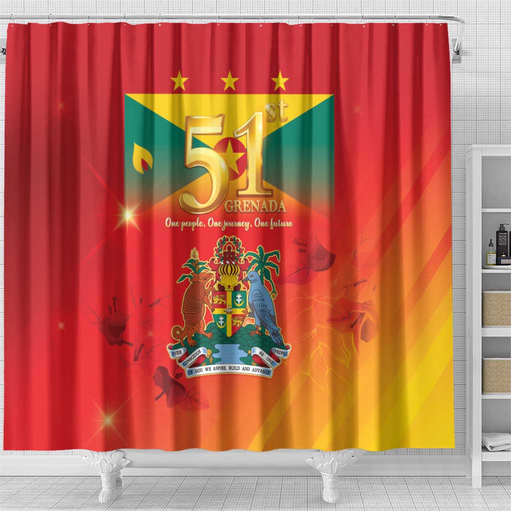 Happy 51st Independence Day Grenada Shower Curtain One People One Journey One Future LT05