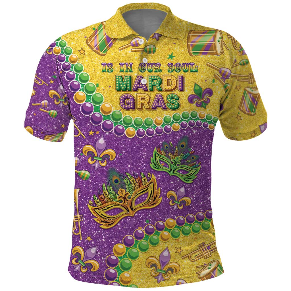 Mardi Gras Is In Our Soul Polo Shirt Glitter Style LT05