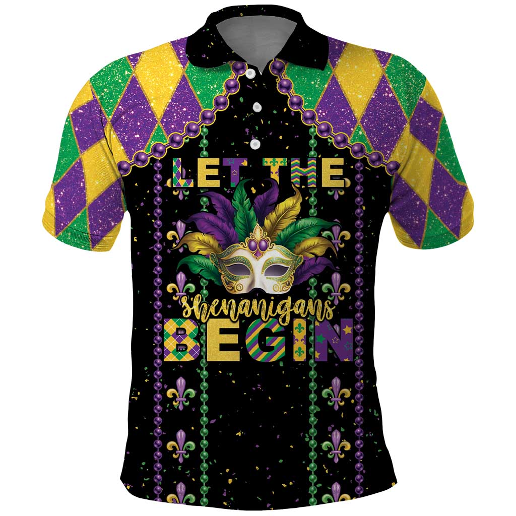 Funny Mardi Gras Polo Shirt Let The Shenanigans Begin LT05