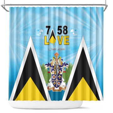 Saint Lucia 758 Shower Curtain With Coat Of Arms LT05