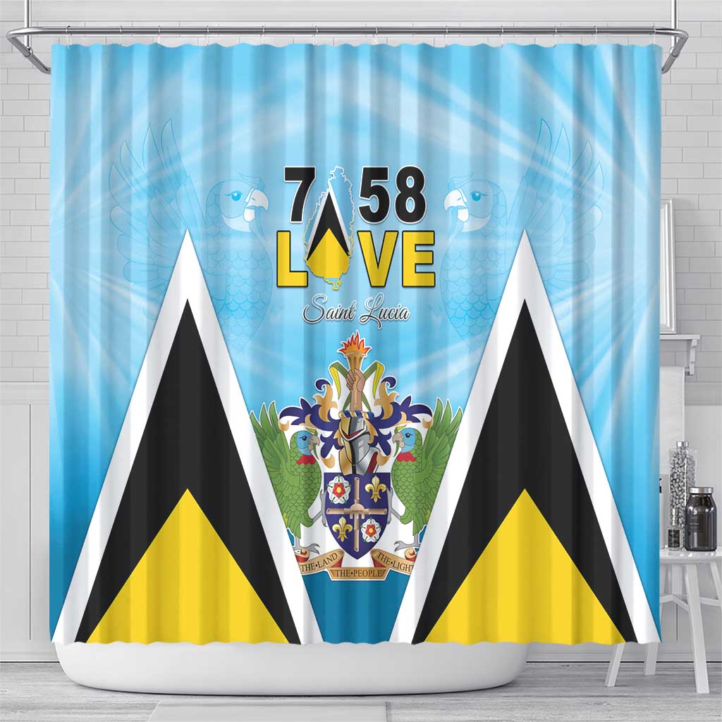 Saint Lucia 758 Shower Curtain With Coat Of Arms LT05