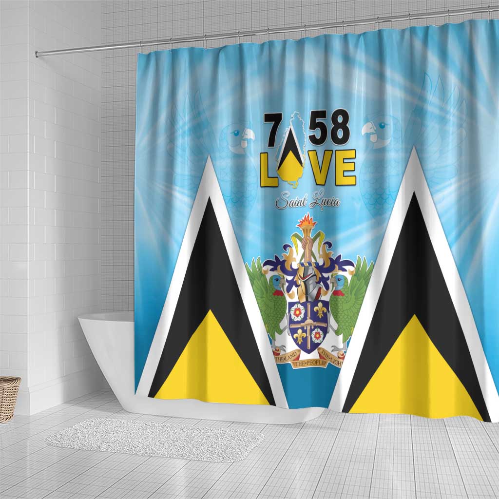 Saint Lucia 758 Shower Curtain With Coat Of Arms LT05