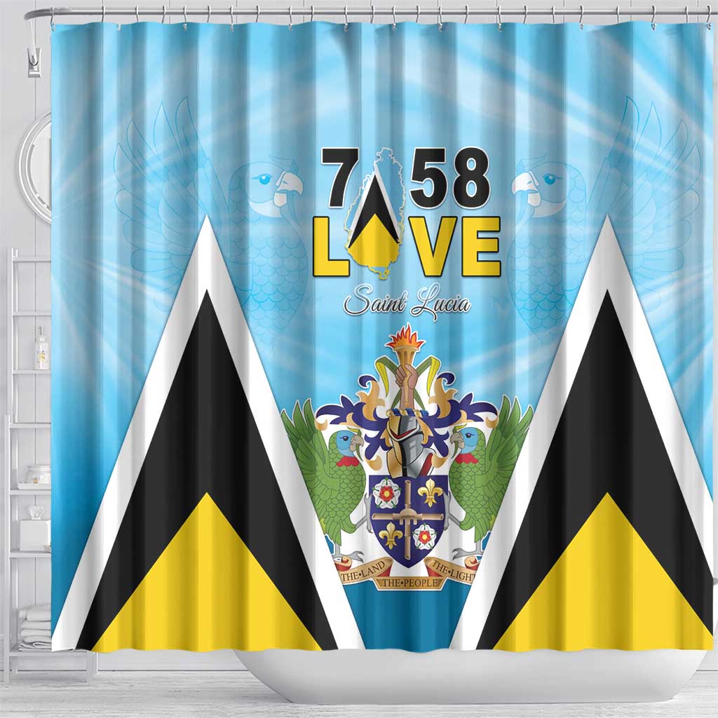 Saint Lucia 758 Shower Curtain With Coat Of Arms LT05