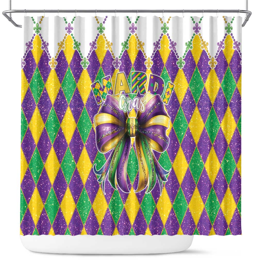 Love Mardi Gras Shower Curtain Coquette Bow Glitter Style LT05