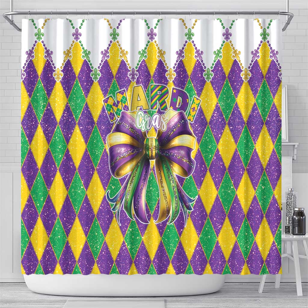 Love Mardi Gras Shower Curtain Coquette Bow Glitter Style LT05