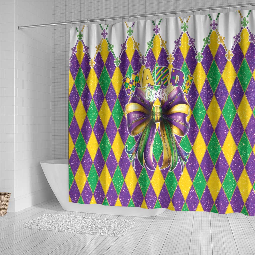Love Mardi Gras Shower Curtain Coquette Bow Glitter Style LT05