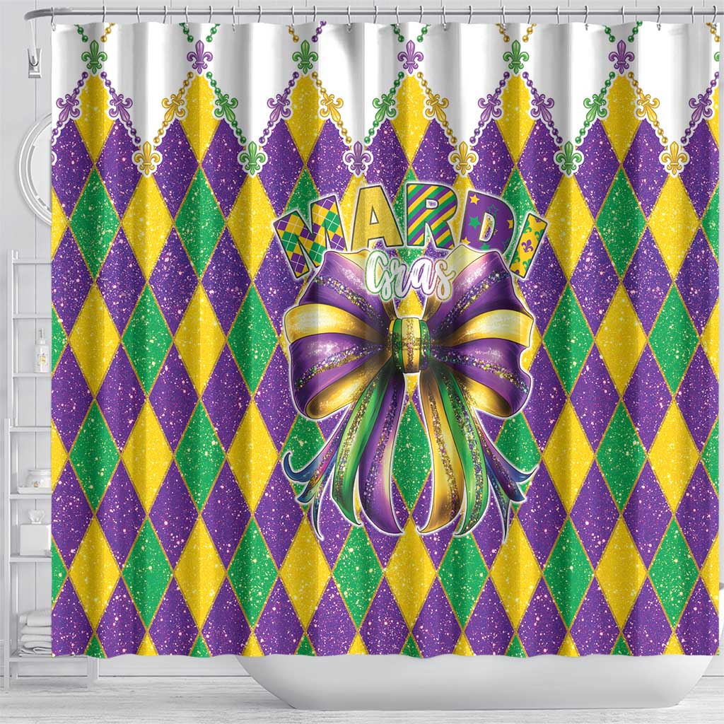 Love Mardi Gras Shower Curtain Coquette Bow Glitter Style LT05