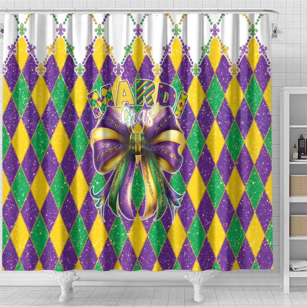 Love Mardi Gras Shower Curtain Coquette Bow Glitter Style LT05