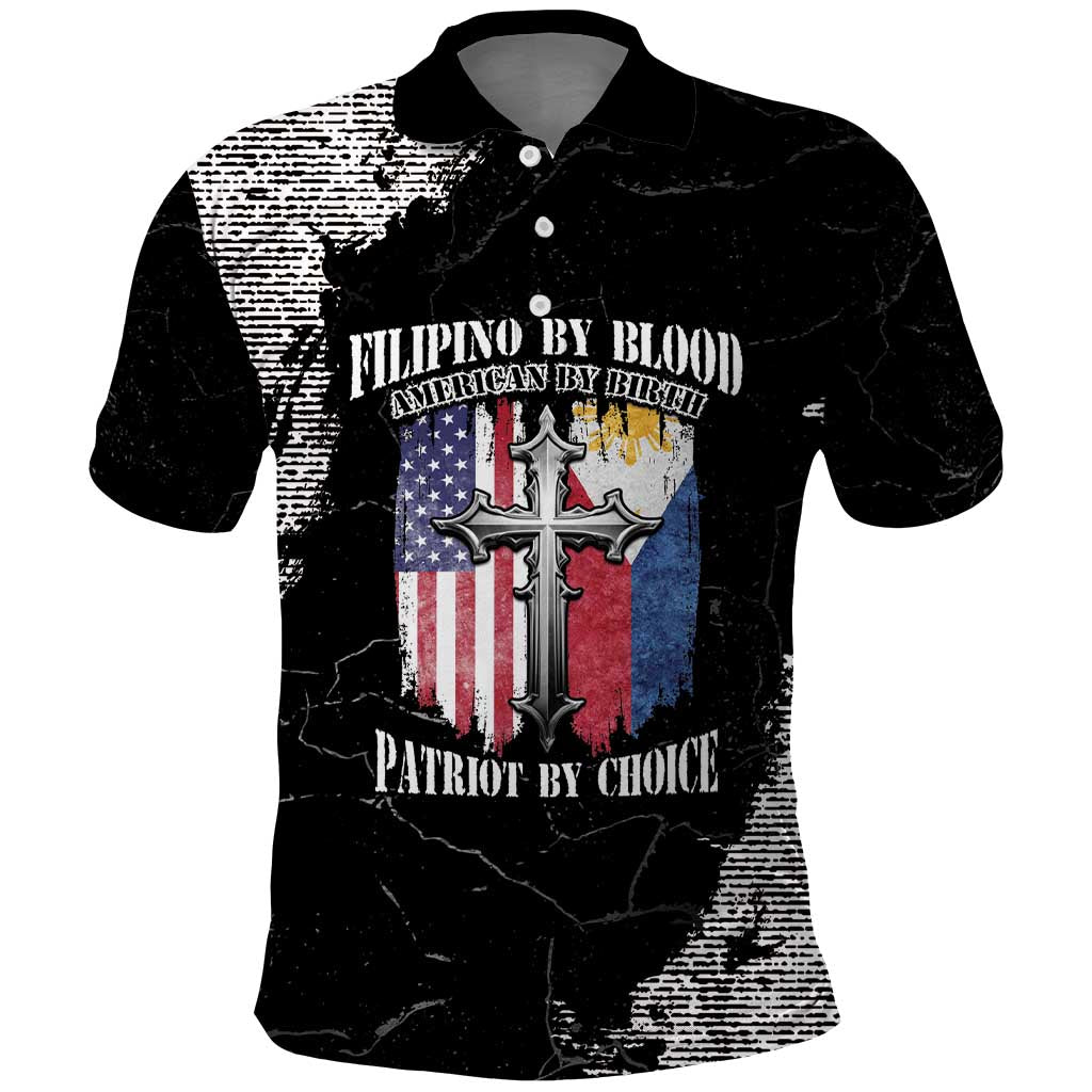 Personalized Philippines And USA Polo Shirt Grunge Style LT05
