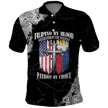 Personalized Philippines And USA Polo Shirt Grunge Style LT05
