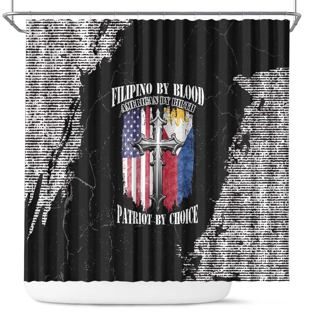 Philippines And USA Shower Curtain Grunge Style LT05