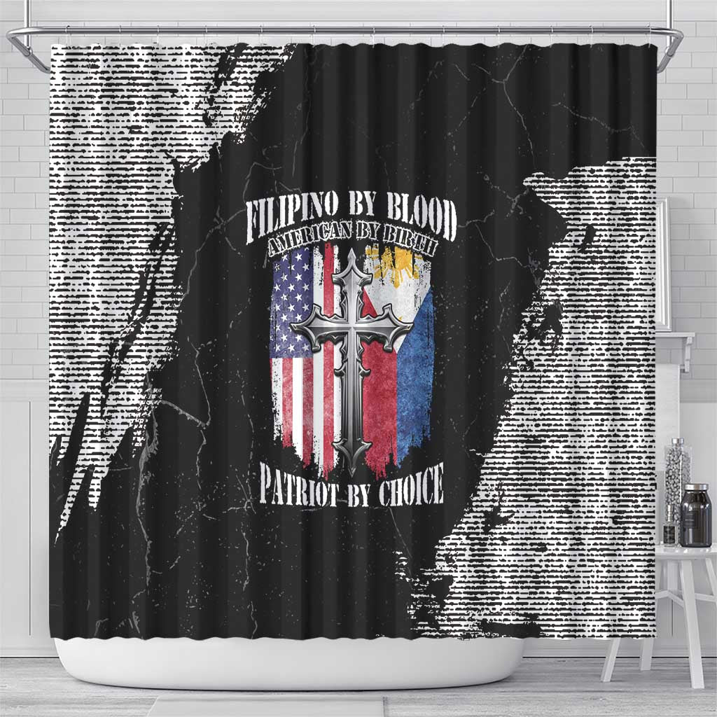 Philippines And USA Shower Curtain Grunge Style LT05
