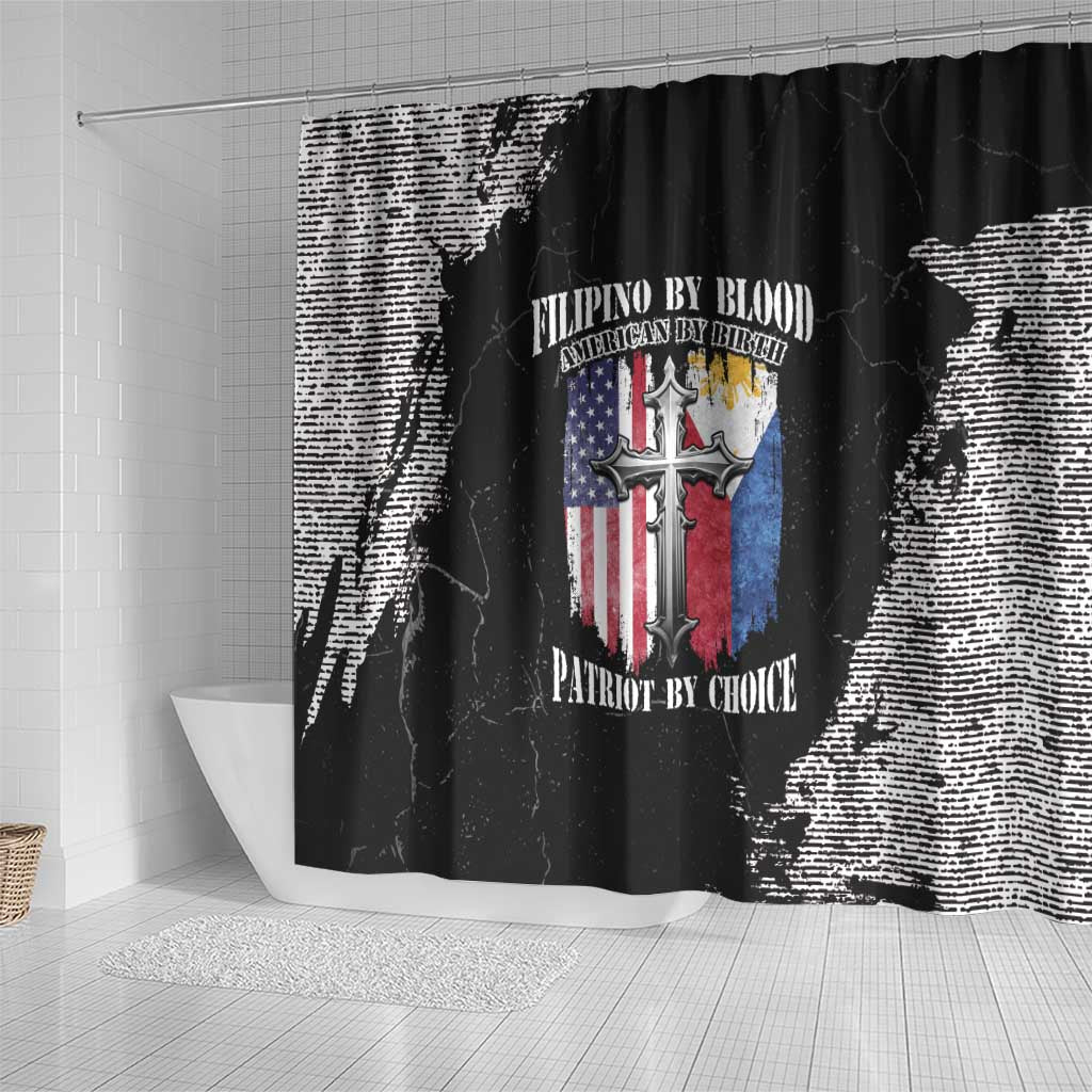 Philippines And USA Shower Curtain Grunge Style LT05