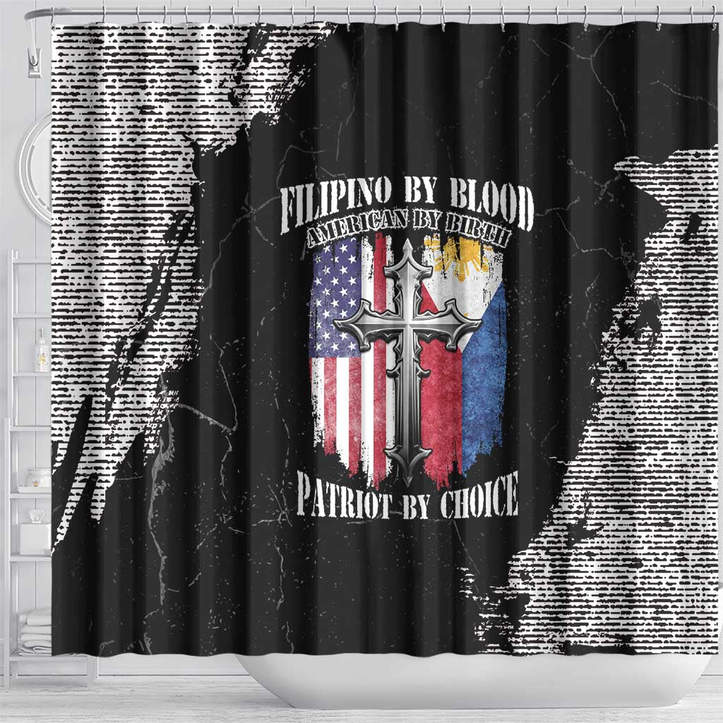Philippines And USA Shower Curtain Grunge Style LT05