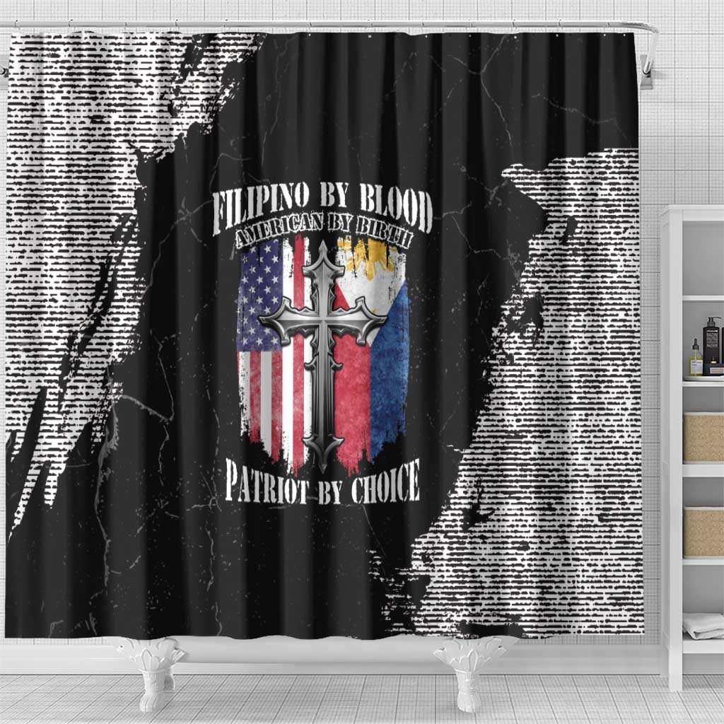 Philippines And USA Shower Curtain Grunge Style LT05