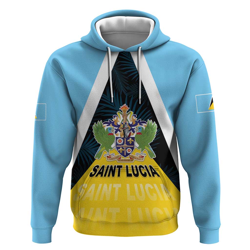 Personalised Saint Lucia Hoodie Coat Of Arms With Palm Leaf Pattern LT05