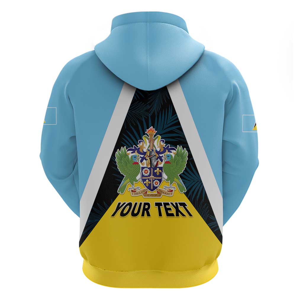 Personalised Saint Lucia Hoodie Coat Of Arms With Palm Leaf Pattern LT05