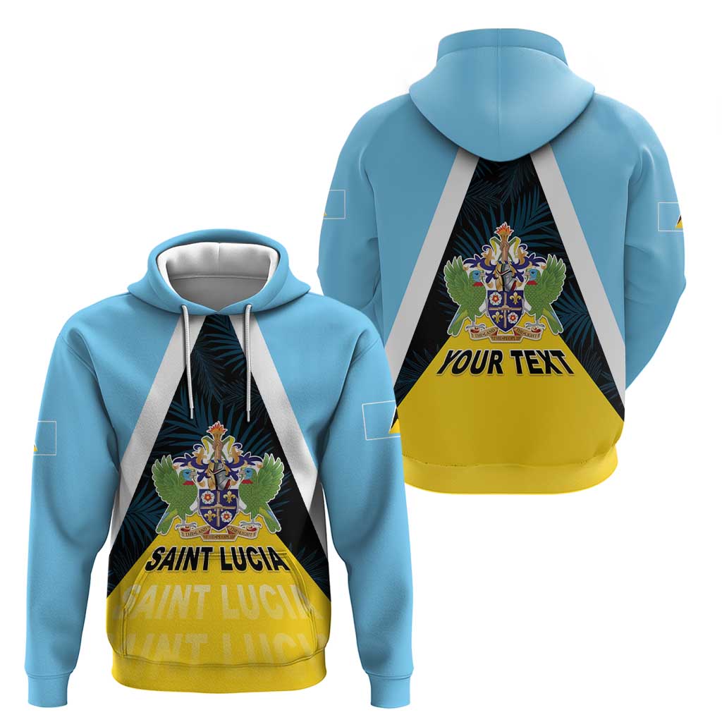 Personalised Saint Lucia Hoodie Coat Of Arms With Palm Leaf Pattern LT05