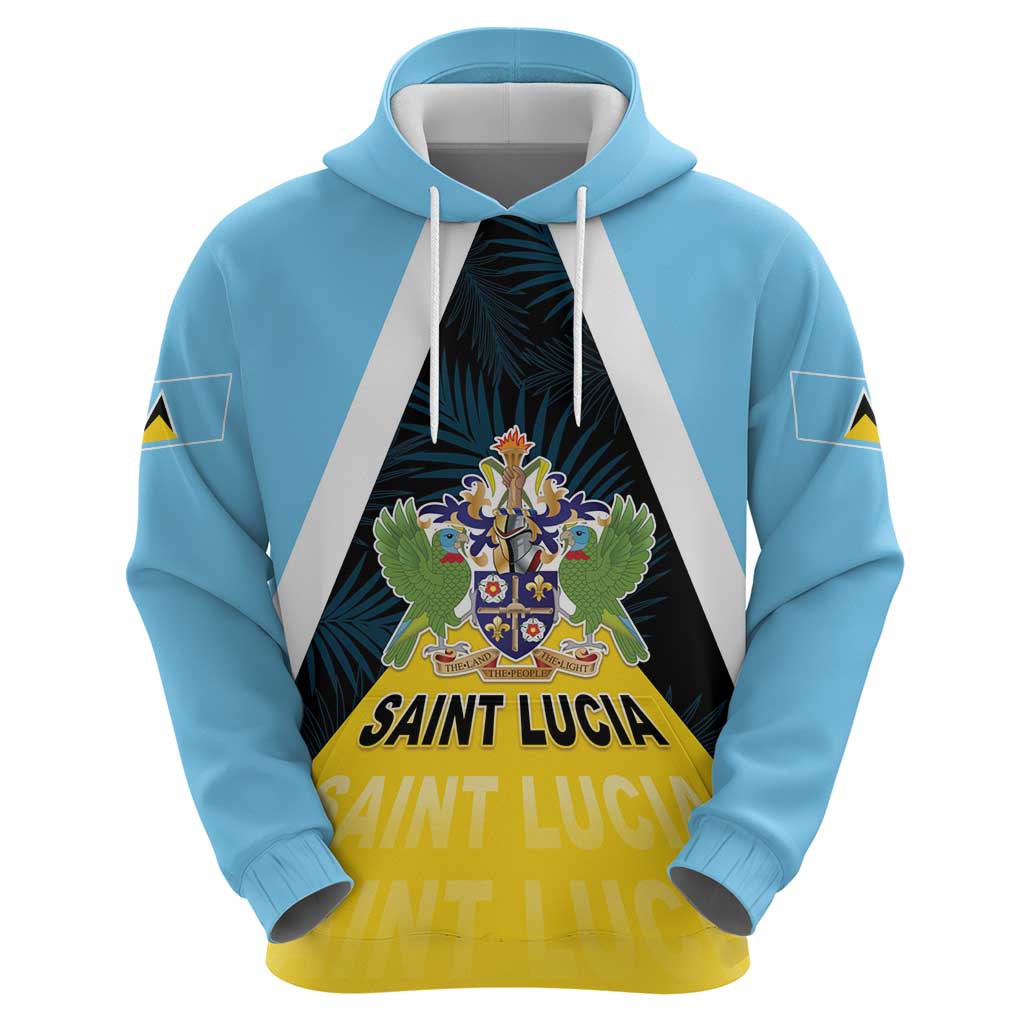 Personalised Saint Lucia Hoodie Coat Of Arms With Palm Leaf Pattern LT05