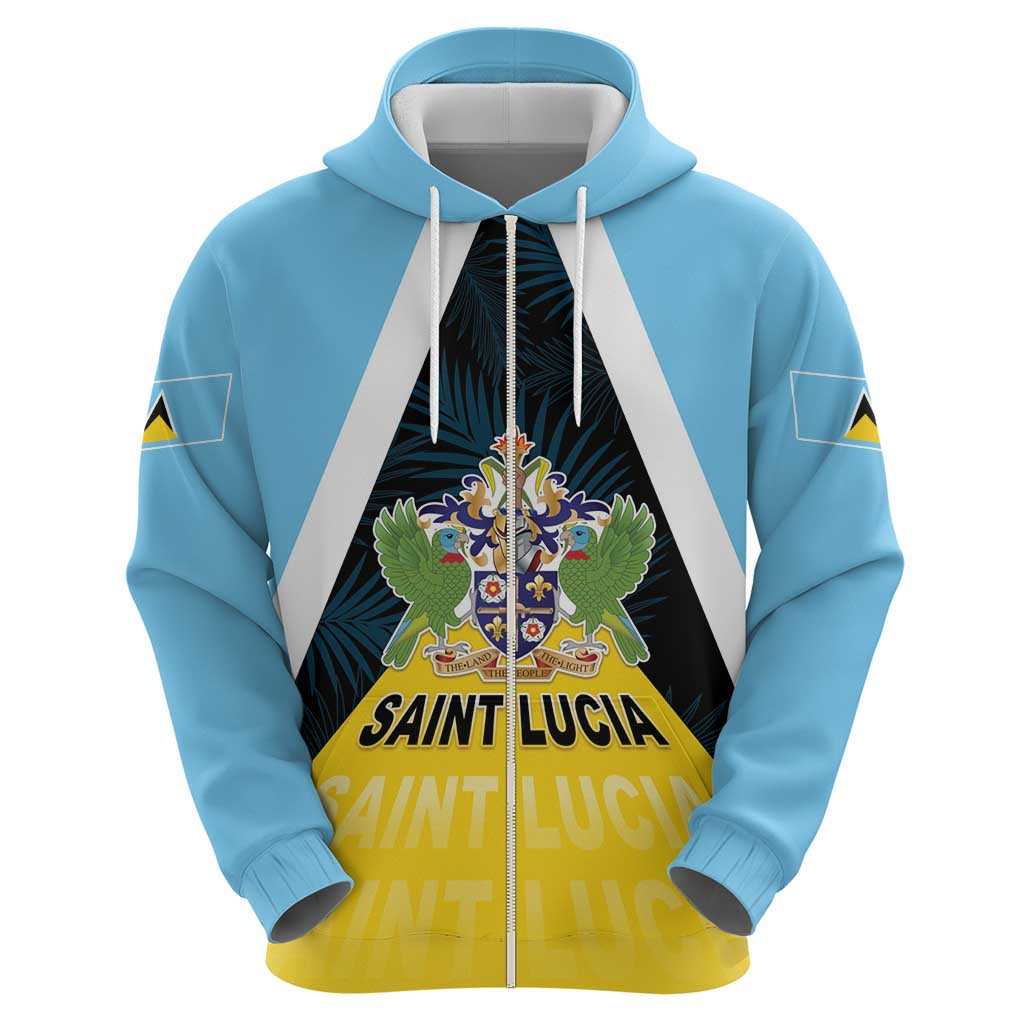 Personalised Saint Lucia Hoodie Coat Of Arms With Palm Leaf Pattern LT05