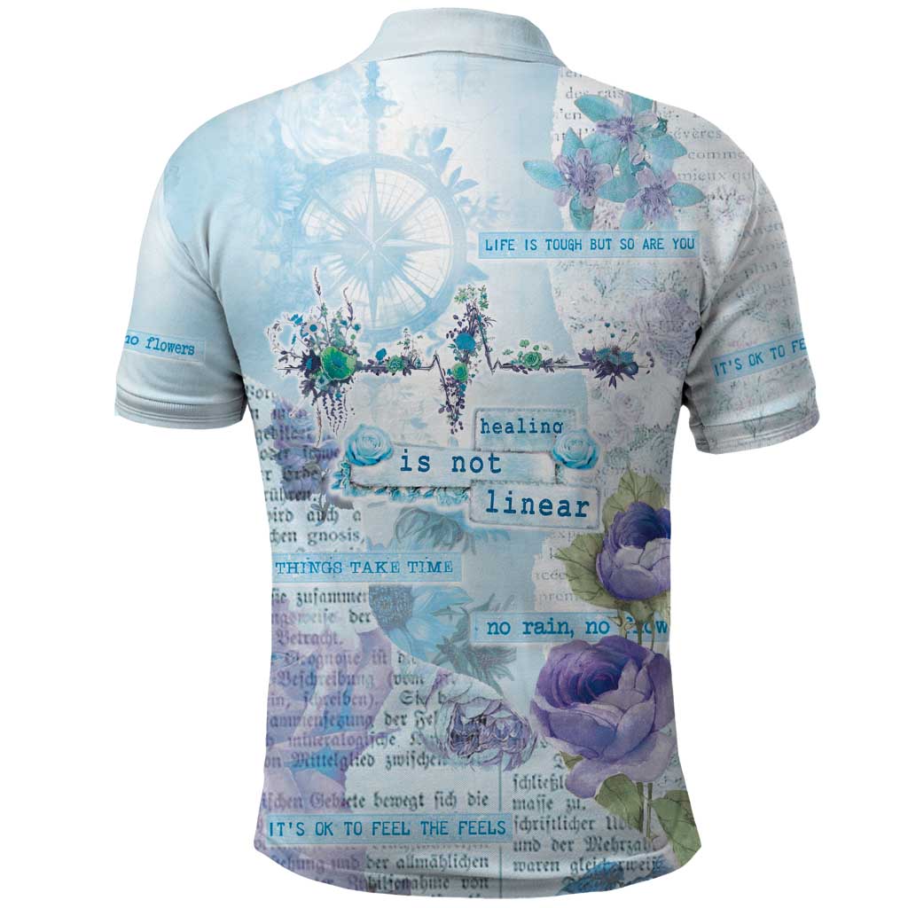 Mental Health Polo Shirt Healing Is Not Linear LT05