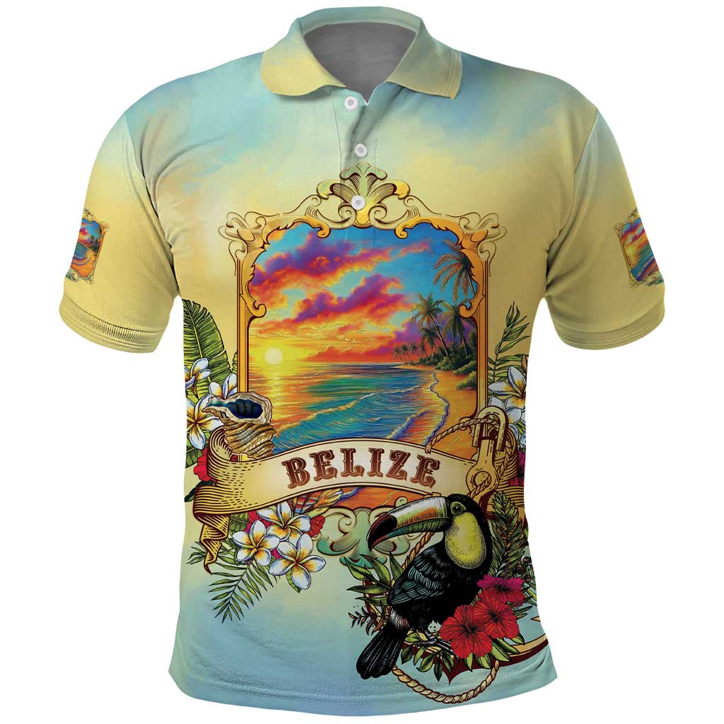 Belize Toucan Polo Shirt Belizean Pride Retro Style LT05