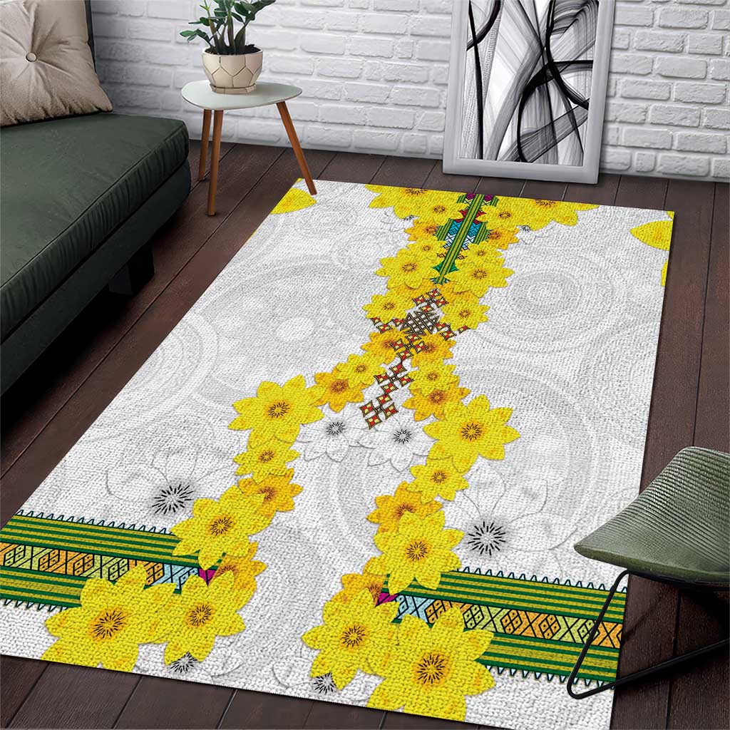 Enkutatash Ethiopia New Year Area Rug Tilet Pattern With Adey Abeba Flowers LT05