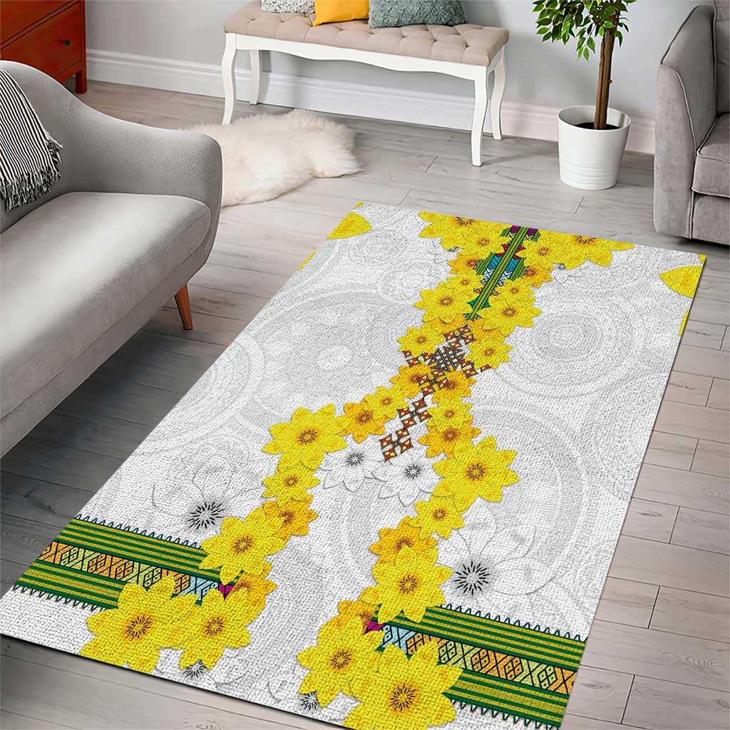 Enkutatash Ethiopia New Year Area Rug Tilet Pattern With Adey Abeba Flowers LT05